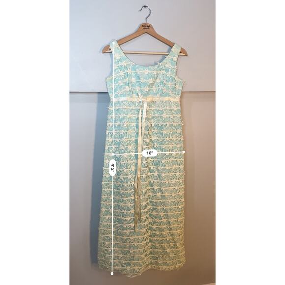 Vintage Handmade Regency Style Floral Lace Blue A-Line Dress SZ S | Bridgerton - Picture 14 of 14